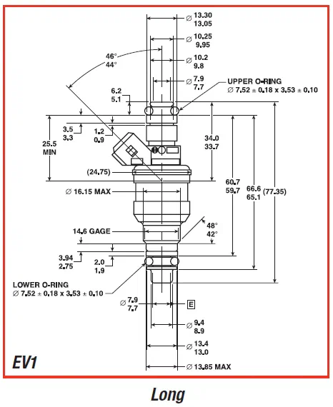 EV1 Injector Dimensions
